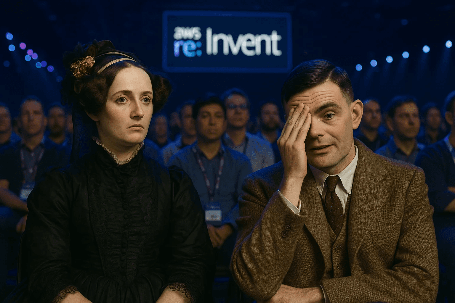 Ada Lovelace and Alan Turing at their first re realizing some complexity crippled in to run CRUD APIs.