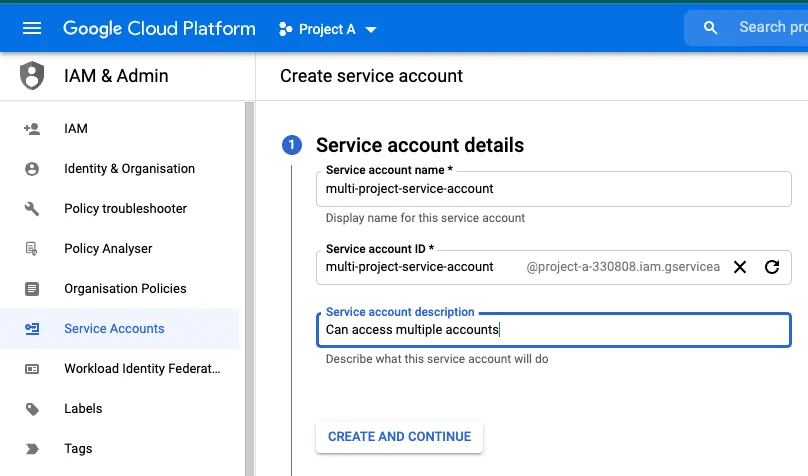 Fill in all the descriptive details for the account