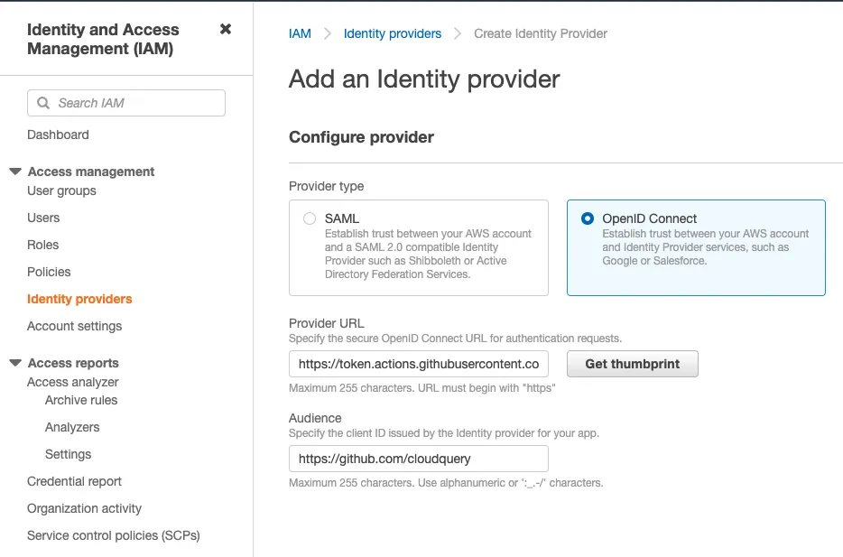 Add an Identity provider