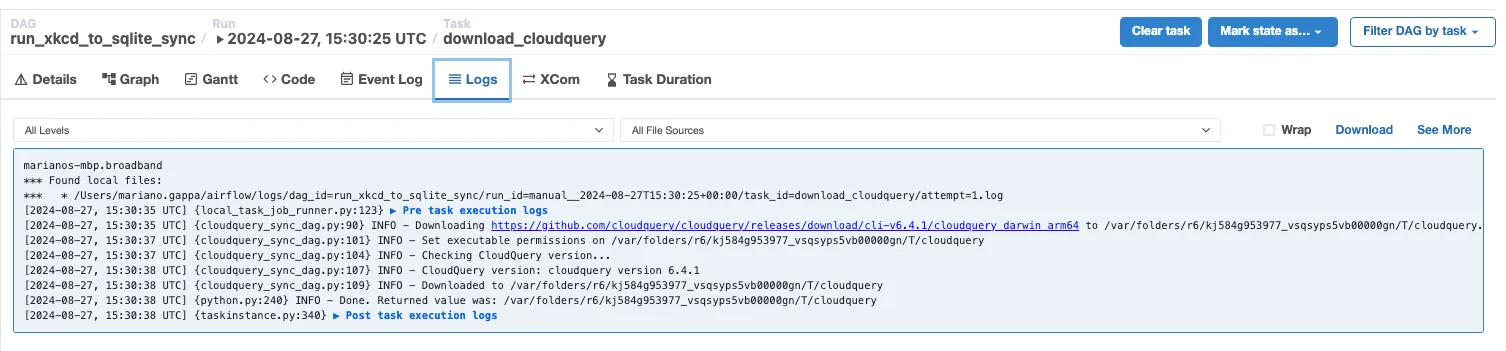 Download CloudQuery Logs