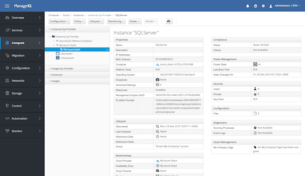 A Screenshot of ManageIQ