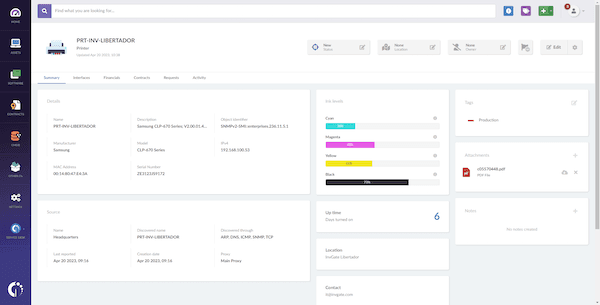 A screenshot showing the InvGate CMDB interface