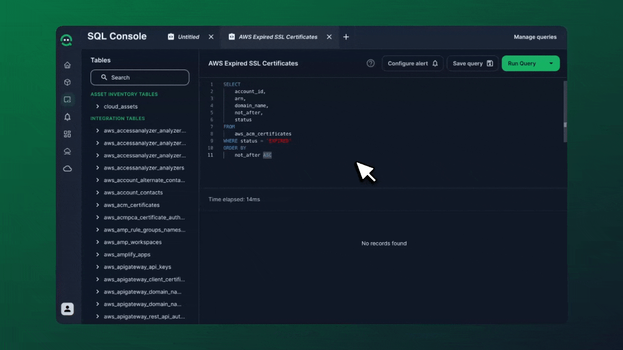 Demo showing how to configure a CloudQuery alert on the CloudQuery Platform.