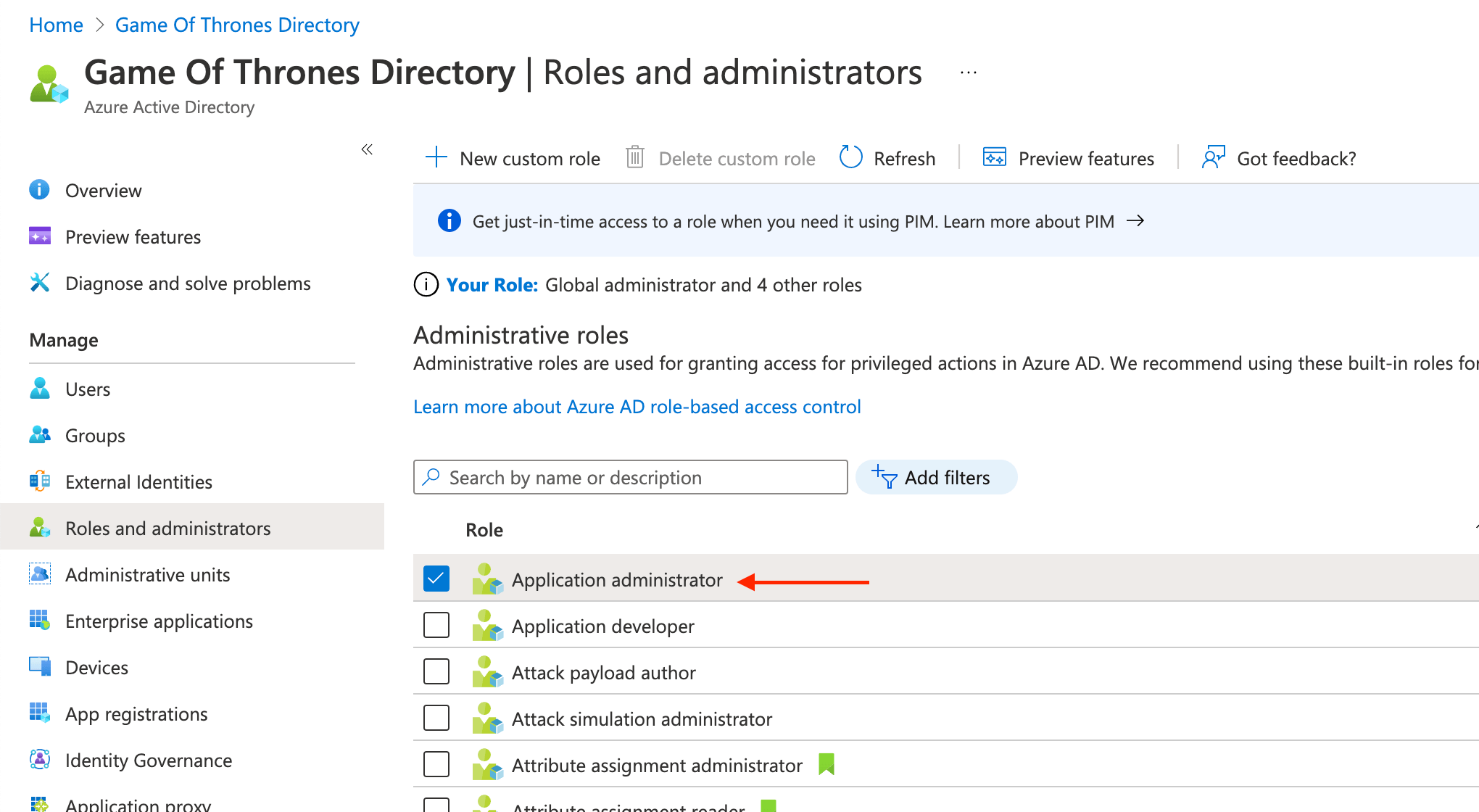 Azure AD - Roles and administrators - Application Administrator